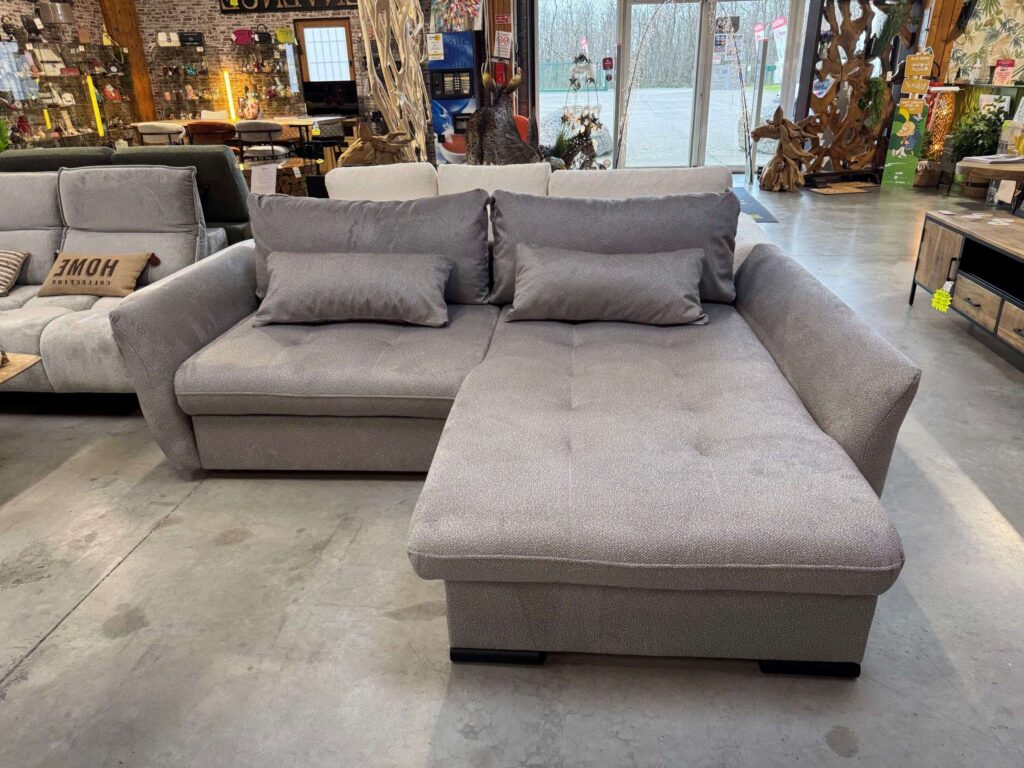 CANAPÉ CAFU ANGLE DROIT - BUBBLE 06 (TISSU GRIS) CONVERTIBLE + COFFRE