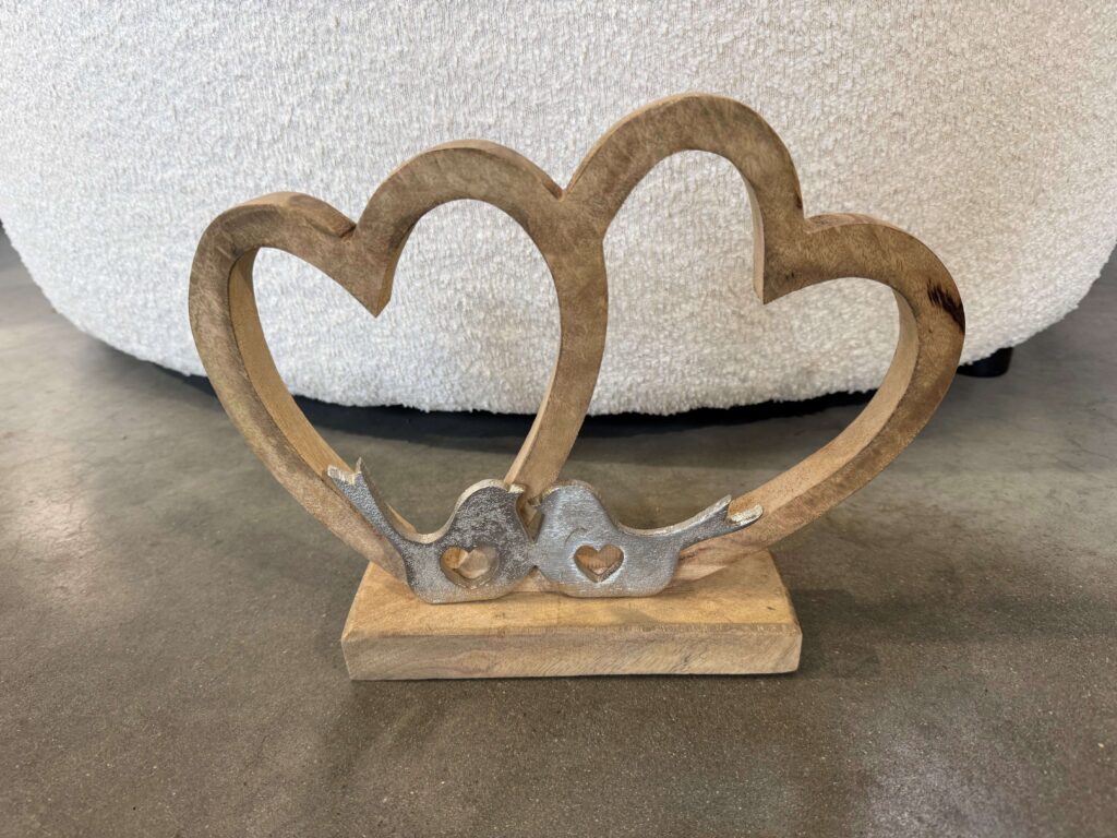 COEURS BOIS - OISEAUX MÉTAL H.30CM