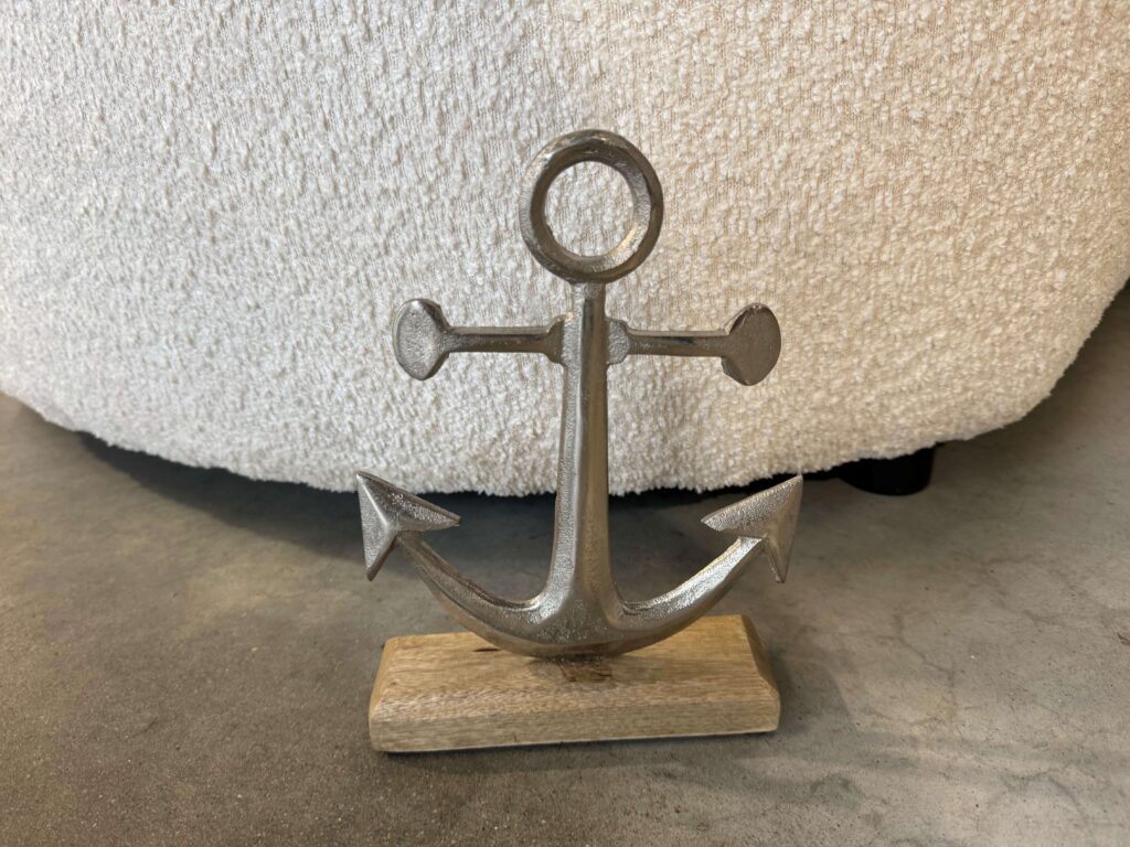 ANCRE MÉTAL SUR SOCLE BOIS H.22CM