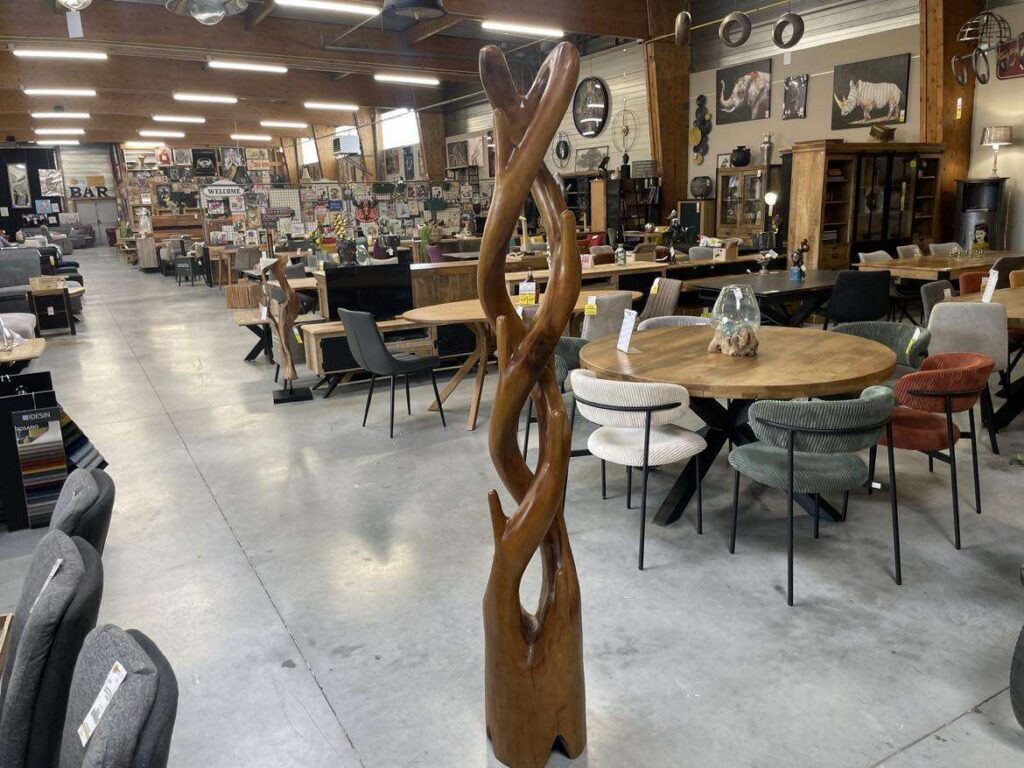 PORTE MANTEAU DOUBLE BOIS FONCÉ H.190CM