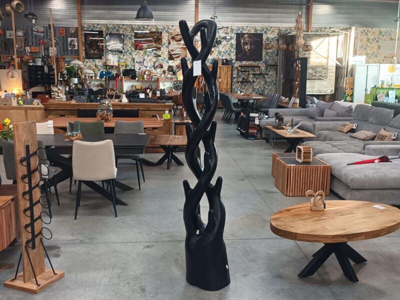 PORTE MANTEAU DOUBLE BOIS NOIR H.190CM