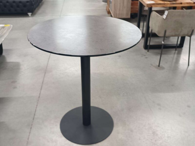 TABLE HAUTE RONDE DIAM.80CM DESSUS VERRE TREMPÉ - DESTOCK EXPO