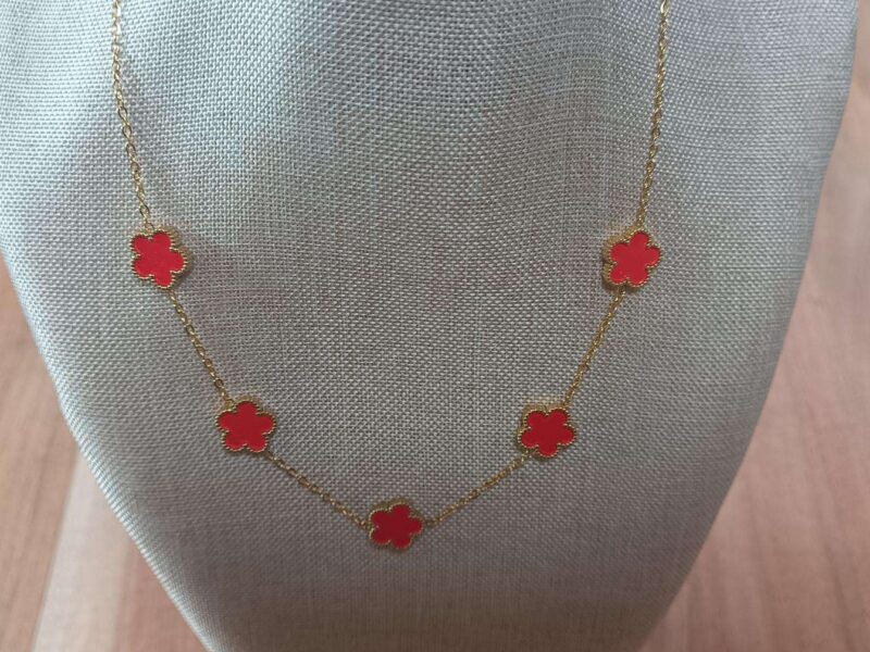 COLLIER FLEURS MM ACIER INOXYDABLE - COLORIS ROUGE - NOIR OU BLANC