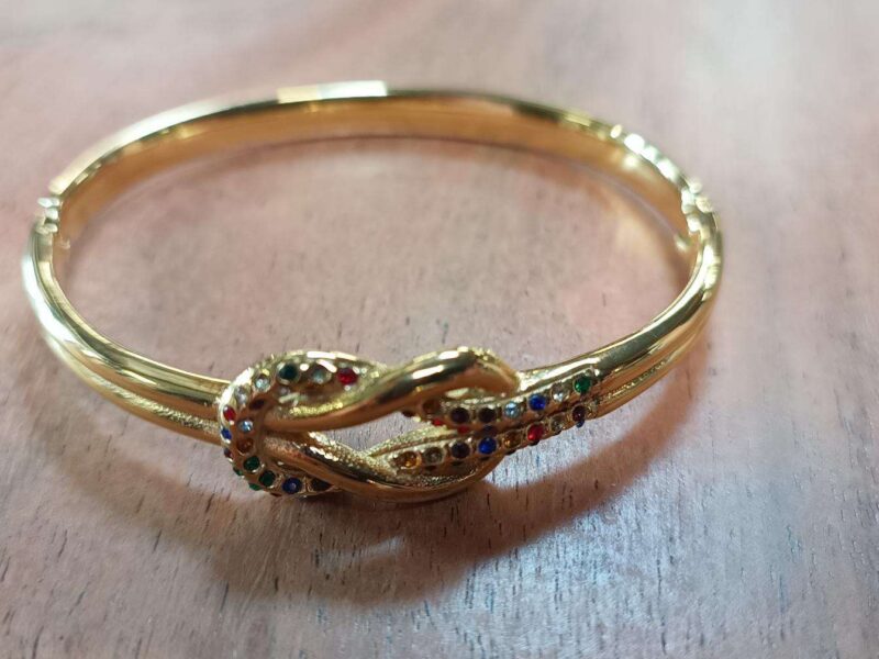 BRACELET RIGIDE DORÉ - PIERRES MULTICOLORES