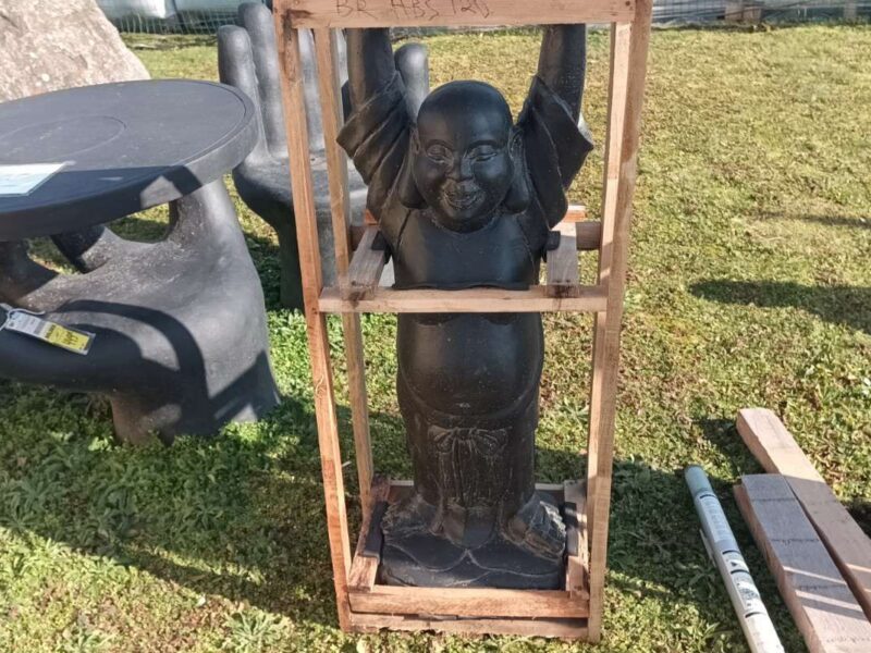 BOUDDHA HEUREUX  EN PIERRE RECONSTITUÉE H.120CM