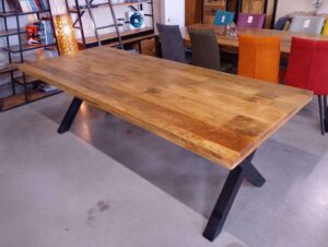 TABLE RECTANGULAIRE 240CM MANGUIER MASSIF PIEDS X ANNEXE MEUBLE DECO