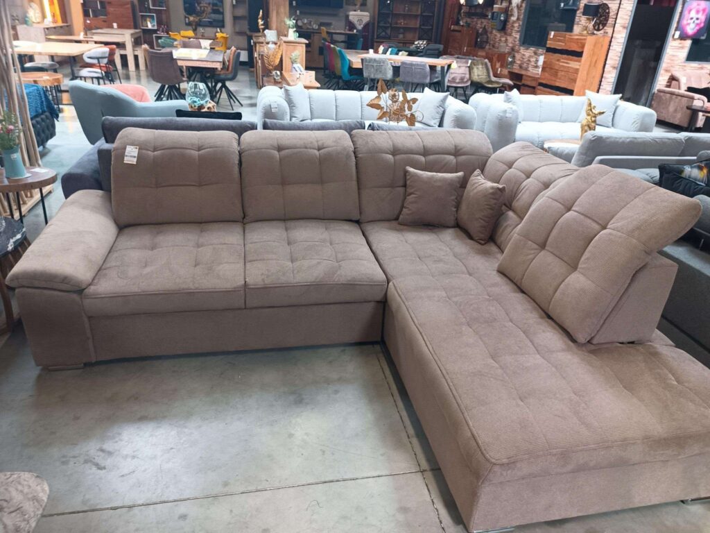 CANAPÉ CAROLINA ANGLE DROIT CONVERTIBLE TISSU SABLE