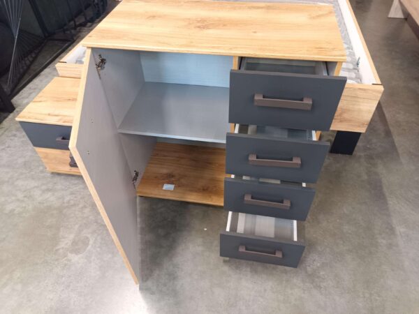 COMMODE 1PTE + 4TIR MALMOE COLORIS BOIS ET GRIS ANTH. - STYLE INDUS. – Image 2