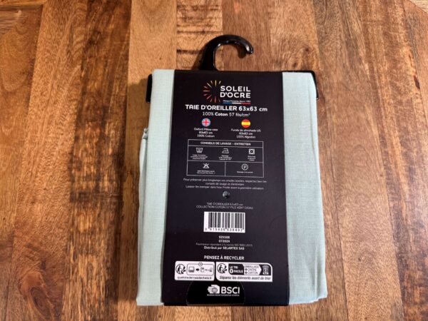 TAIE D'OREILLER 63X60CM EN COTON COLORIS GRIS – Image 2