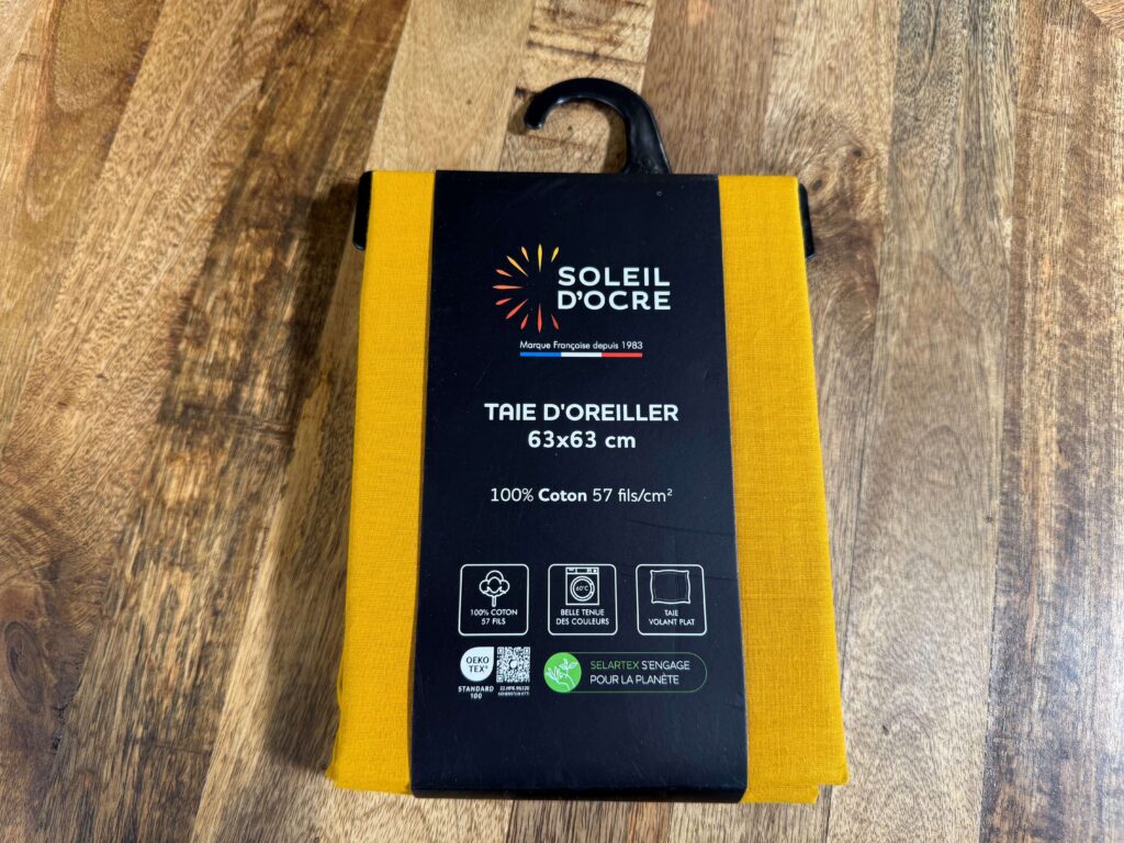 TAIE D'OREILLER 63X60CM EN COTON COLORIS MOUTARDE