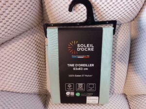TAIE D'OREILLER 63X60CM EN COTON COLORIS VERT D'EAU
