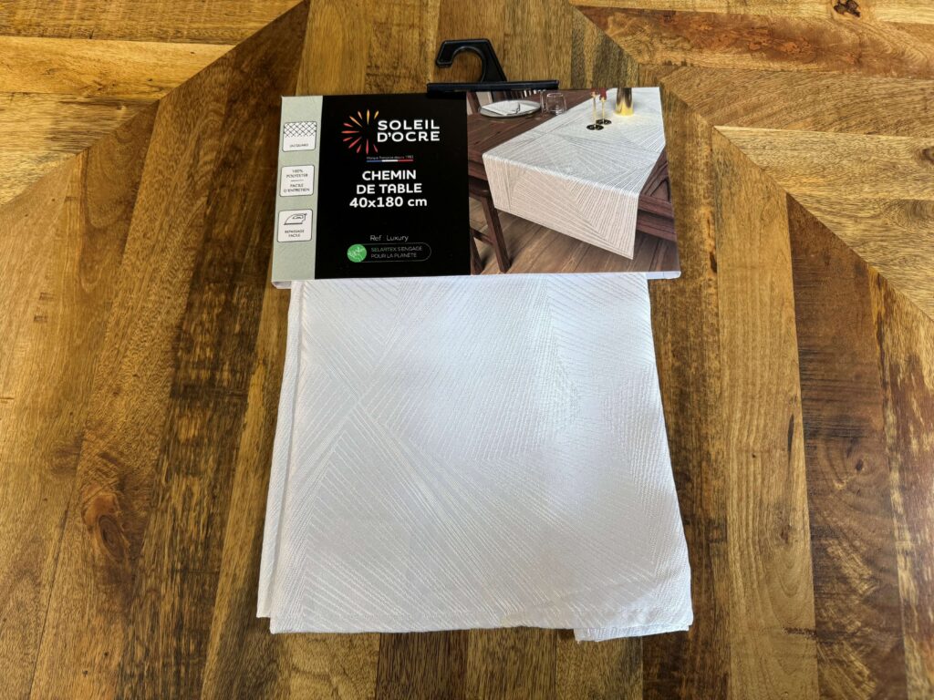 CHEMIN DE TABLE LUXURY 40X180CM COLORIS BLANC