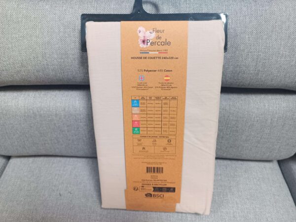 HOUSSE DE COUETTE 220X240CM PERCALE GAMME HÔTEL COLORIS LIN – Image 2