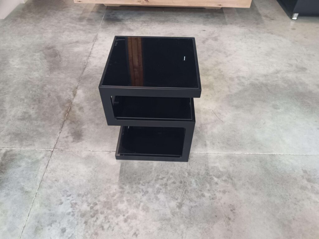 CHEVET/BOUT DE CANAPÉ COLORIS NOIR DESSUS VERRE - DESTOCK EXPO