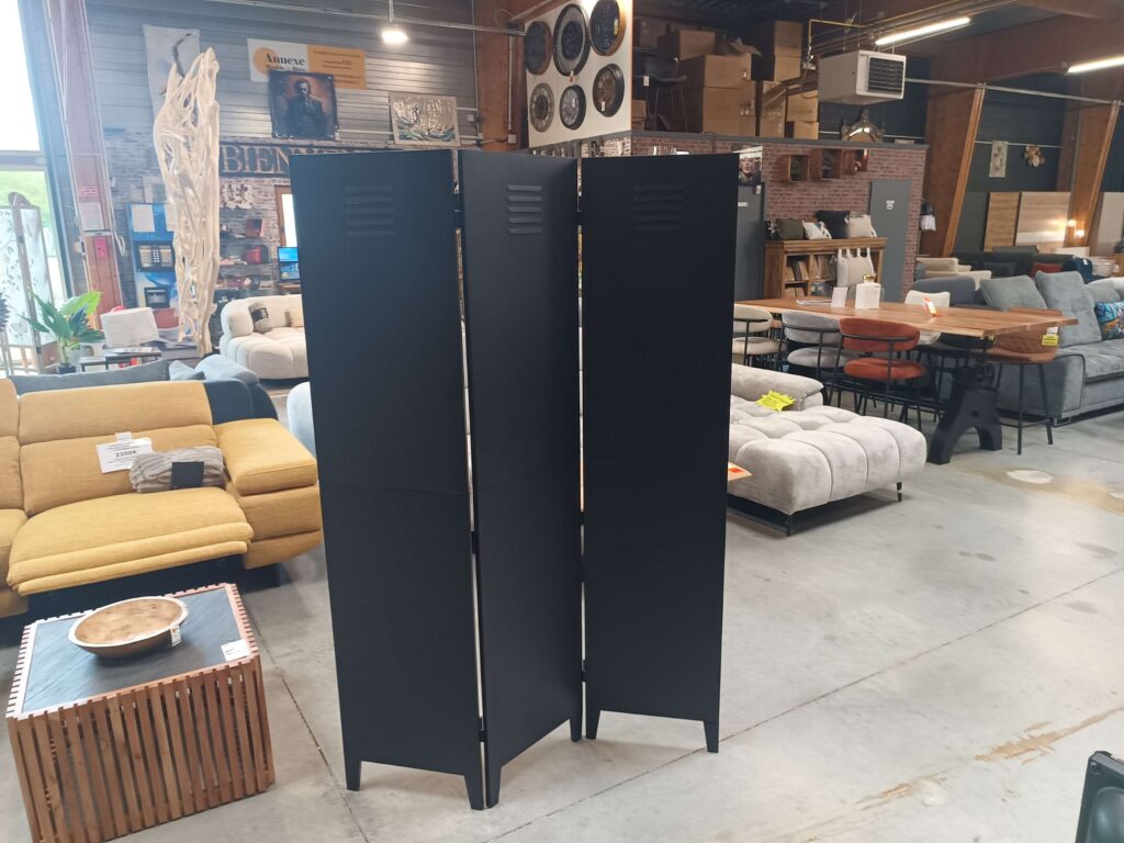 PARAVENT EN MÉTAL NOIR 120X170CM