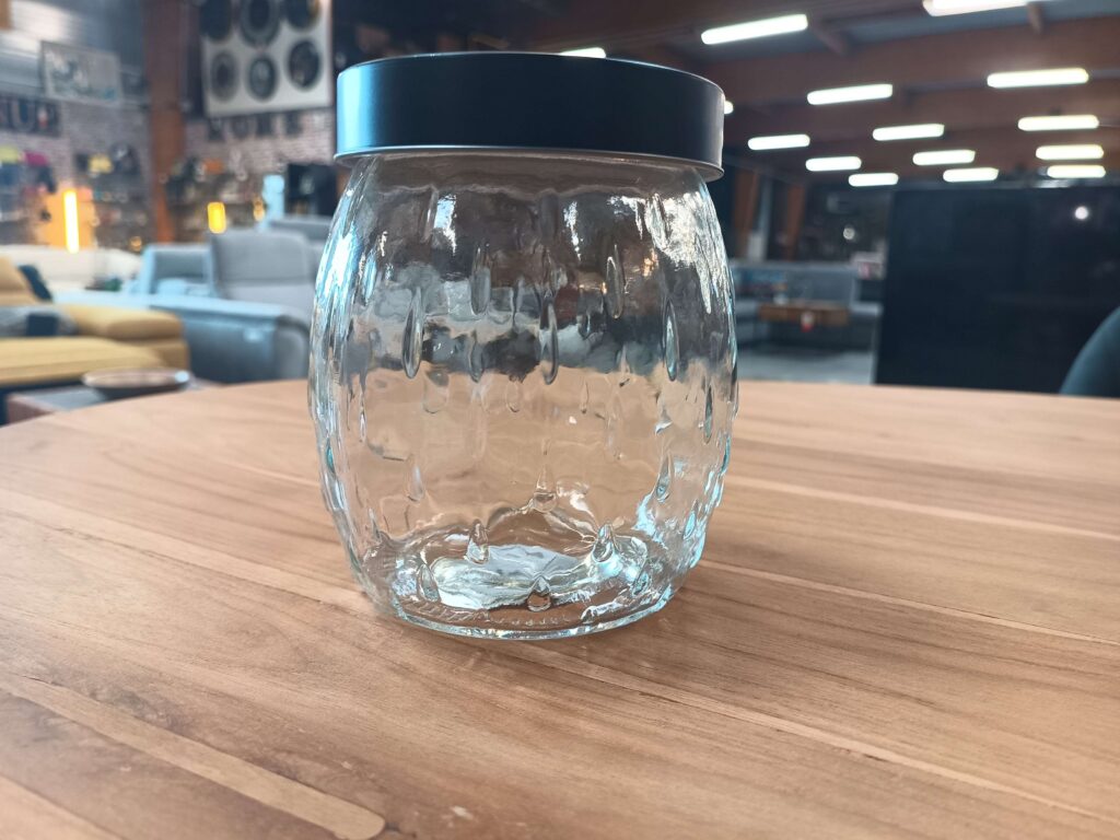 BOCAL MARBELLA EN VERRE AVEC COUVERCLE NOIR MAT 1000ML