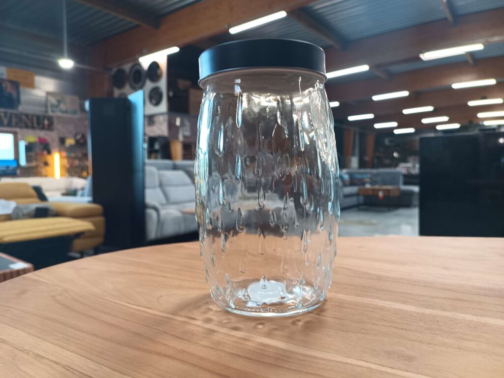 BOCAL MARBELLA EN VERRE AVEC COUVERCLE NOIR MAT 2000ML