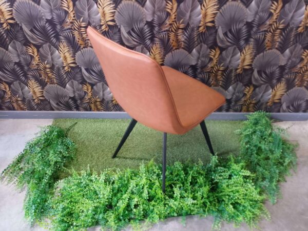 CHAISE DINA SIMILI CUIR COLORIS MARRON - PIEDS MÉTAL NOIR – Image 3