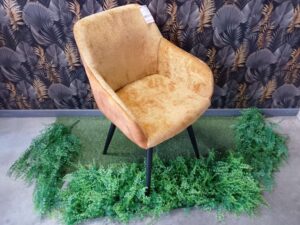 CHAISE/FAUTEUIL LEA BIMATIERE COLORIS CURRY - PIED MÉTAL NOIR PIVOTANT