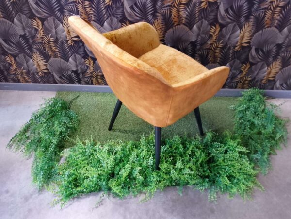 CHAISE/FAUTEUIL LEA BIMATIERE COLORIS CURRY - PIED MÉTAL NOIR PIVOTANT – Image 3