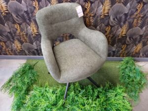 CHAISE/FAUTEUIL LORIE TISSU VERT (54) - PIED MÉTAL NOIR PIVOTANT