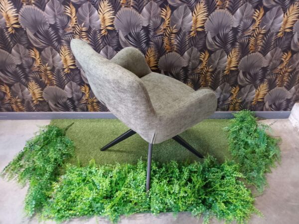 CHAISE/FAUTEUIL LORIE TISSU VERT (54) - PIED MÉTAL NOIR PIVOTANT – Image 3