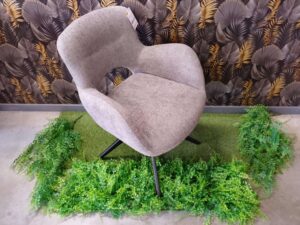CHAISE/FAUTEUIL LORIE TISSU GRIS (14) - PIED MÉTAL NOIR PIVOTANT