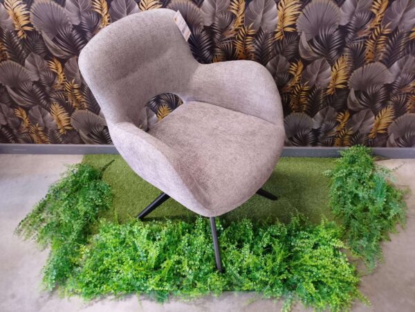 CHAISE/FAUTEUIL LORIE TISSU GRIS (14) - PIED MÉTAL NOIR PIVOTANT