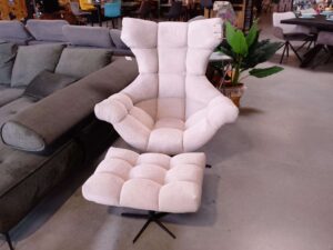 FAUTEUIL SENSI + POUF ASSORTI - GRIS CLAIR - DESTOCK EXPO