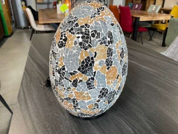 LAMPE OEUF MOSAIQUE COLORIS GRIS - DORÉ 35CM – Image 2