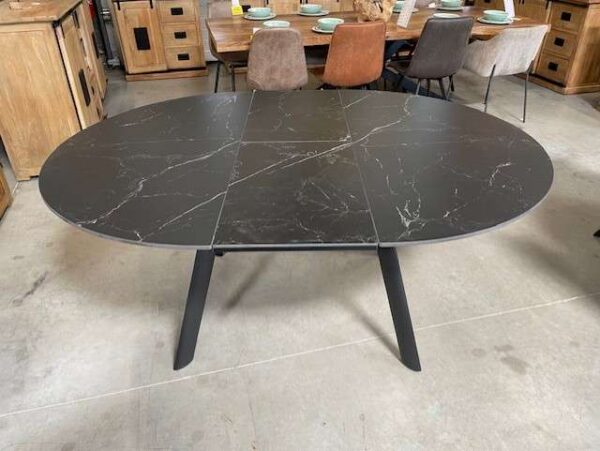 TABLE DE SALLE À MANGER DESSUS CÉRAM. NOIR AVEC ALLONGE - DESTOCK EXPO – Image 2