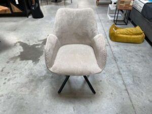 FAUTEUIL PIVOTANT VELOURS CÔTELÉ BEIGE - DESTOCK EXPO