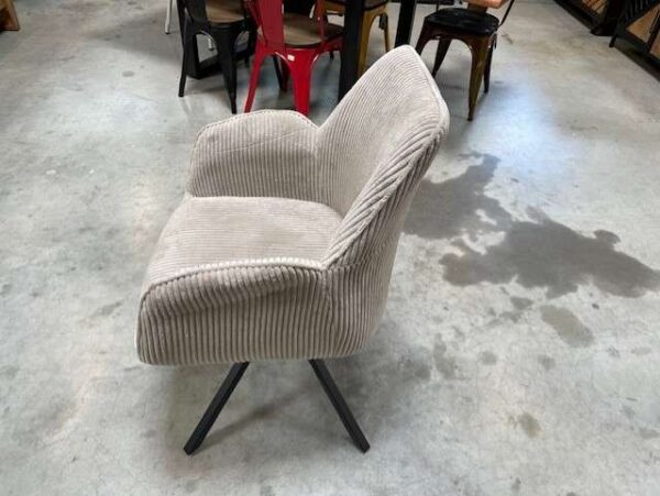 FAUTEUIL PIVOTANT VELOURS CÔTELÉ BEIGE - DESTOCK EXPO – Image 2