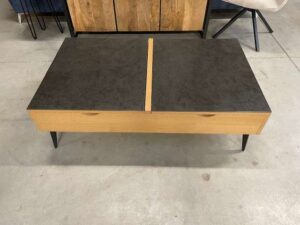 TABLE BASSE COLOR. BOIS - 2 PLATEAUX RELEVABLES CÉRAM. - DESTOCK EXPO