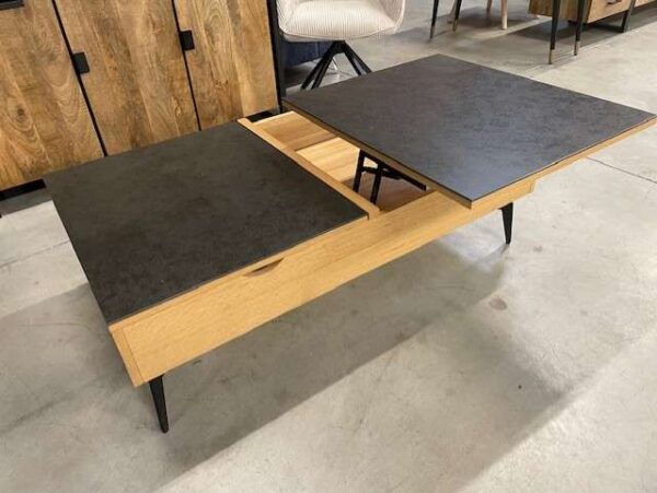 TABLE BASSE COLOR. BOIS - 2 PLATEAUX RELEVABLES CÉRAM. - DESTOCK EXPO – Image 2