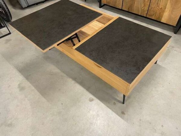 TABLE BASSE COLOR. BOIS - 2 PLATEAUX RELEVABLES CÉRAM. - DESTOCK EXPO – Image 3