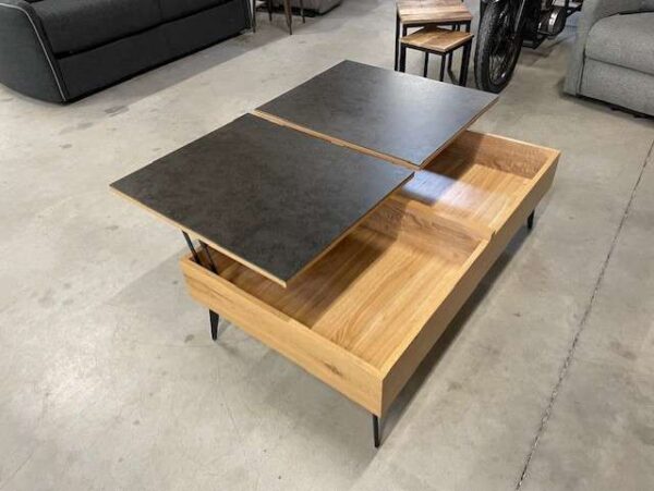 TABLE BASSE COLOR. BOIS - 2 PLATEAUX RELEVABLES CÉRAM. - DESTOCK EXPO – Image 5
