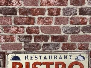 PLAQUE METAL  RESTAURANT BISTRO 100X46CM
