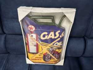 PLAQUE MÉTAL BIDON GAS et OIL 34X49CM