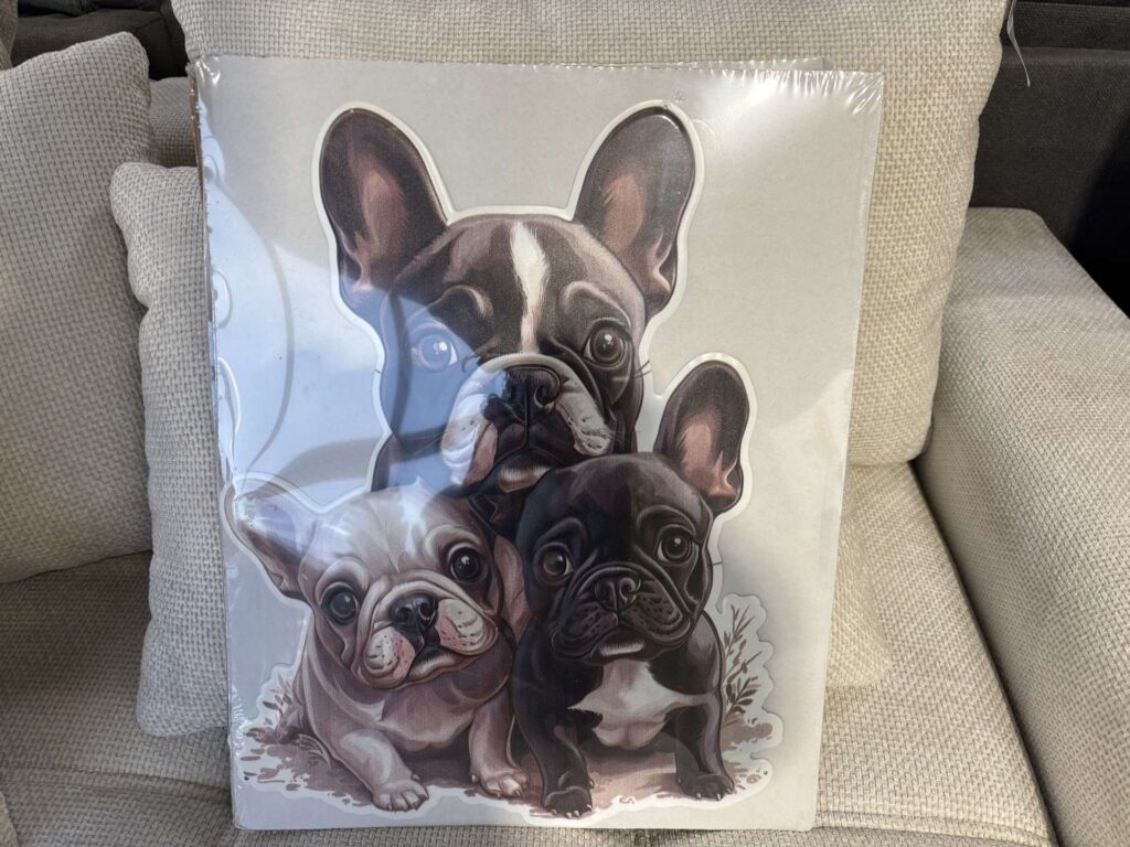 PLAQUE TRIO DE BOULEDOGUES 36X48CM