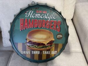 PLAQUE MÉTAL CAPSULE BURGER DIAM.40CM