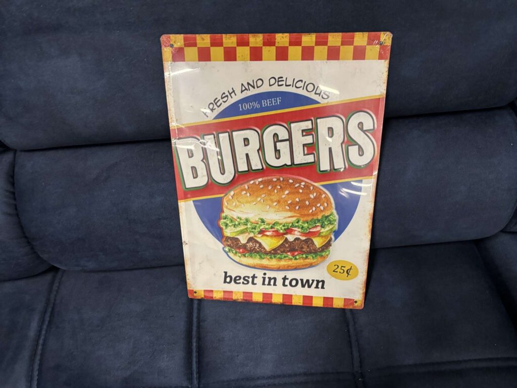 PLAQUE MÉTAL RELIEF - BURGER 30X40CM