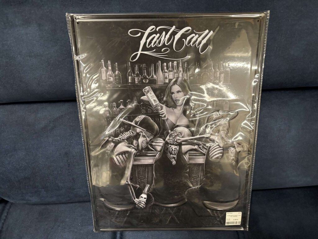 PLAQUE MÉTAL RELIEF - LAST CALL 30X40CM