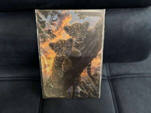 PLAQUE MÉTAL 20X30CM - LEOPARDS