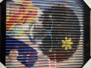 TABLEAU CINETIQUE CHIEN HEUREUX 40X40CM - DESTOCK