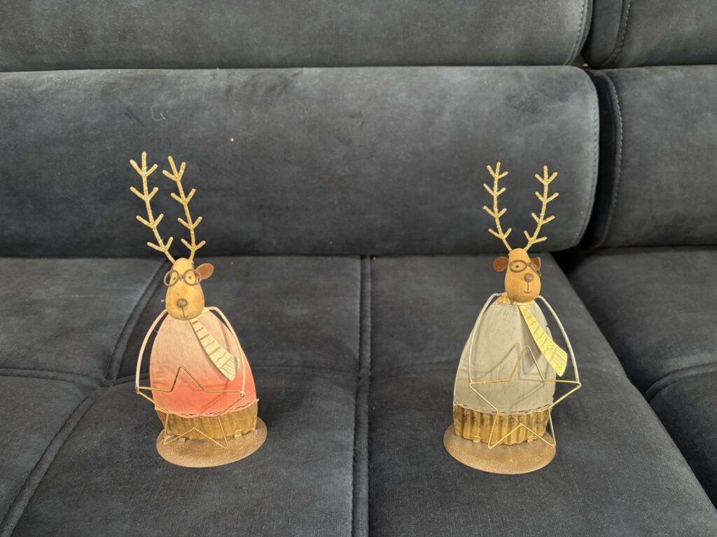 RENNE DÉCO MÉTAL BLEU OU ROSE H.22.5CM - DESTOCK