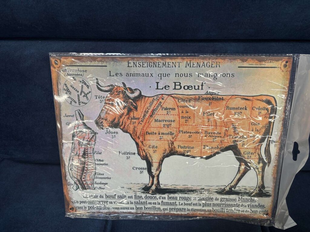 PLAQUE MÉTAL "LE BOEUF" 33X25CM