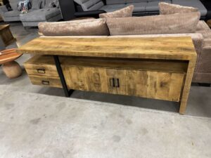 BAHUT ASYMÉTRIQUE 2 PORTES + 2 TIROIRS MANGUIER MASSIF