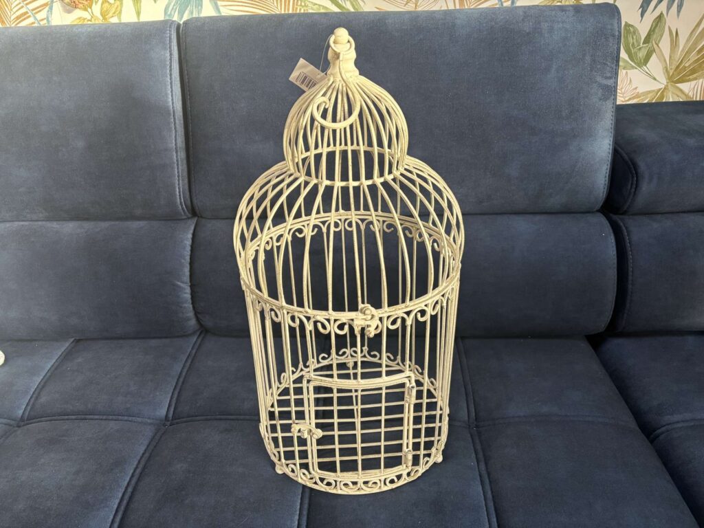 CAGE DÉCORATIVE EN MÉTAL BLANC GM