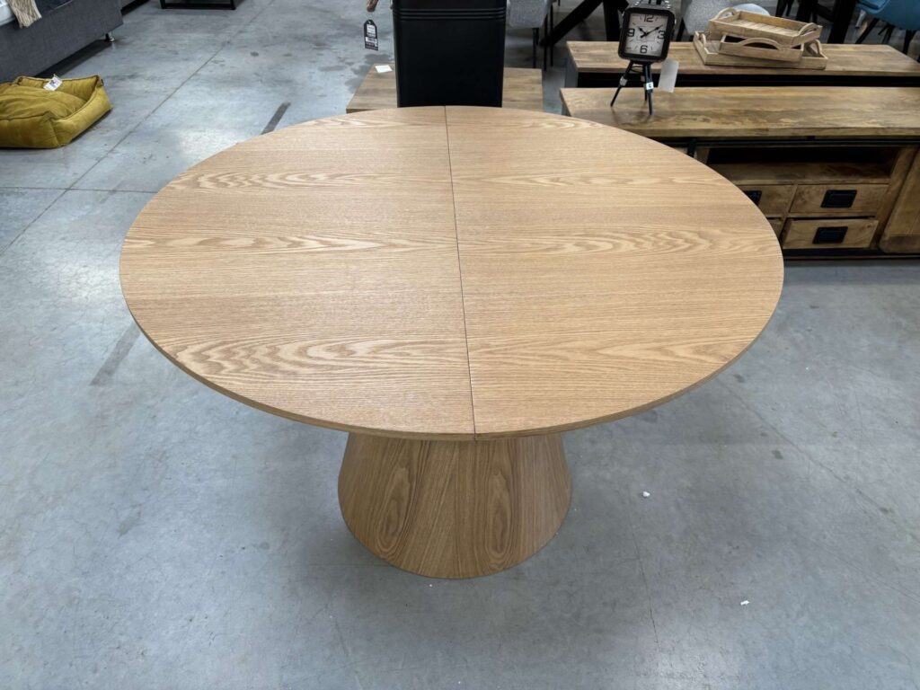 TABLE RONDE OPÉRA AVEC ALLONGE DE 40CM - PLAQUAGE CHÊNE